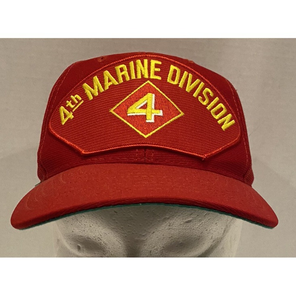 4th Marine Division Red Snapback Baseball Hat Cap Patch USA Made Military